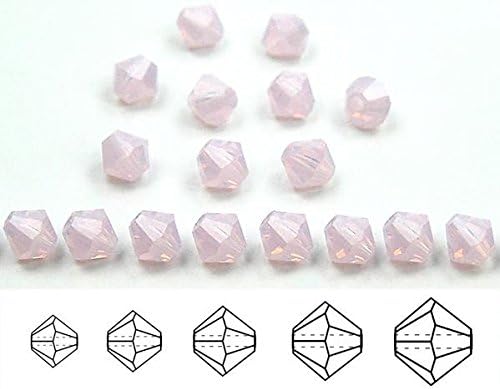 4mm Light Rose Opal, Czech MC Bicone Beads (Rondell, Diamond Shape Crystals), 2.5 Gross = 360 Pieces