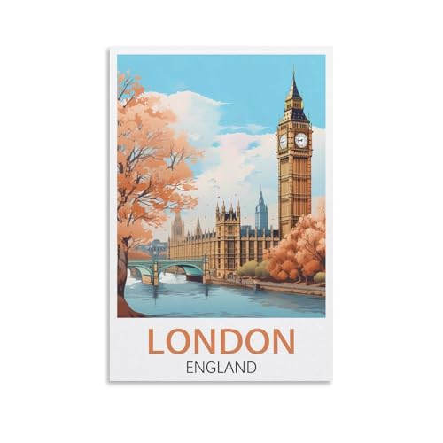 Poster sur toile vintage Londres Angleterre arbre 20 x 30 cm