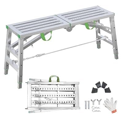 Scaffolding Platform 55.11"x11.02" Adjustable Work Platform Support 660 lbs Capacity Portable Multipurpose Folding Scaffolding Work Platform Used for Painting Walls/RV Cleaning/Home Decor