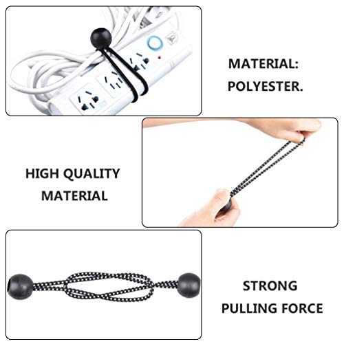 CLISPEED 10Pcs Bola ElÃ¡stica ElÃ¡stica Preta Corda ElÃ¡stica de Lona Pesada Cordas ElÃ¡sticas Amarr