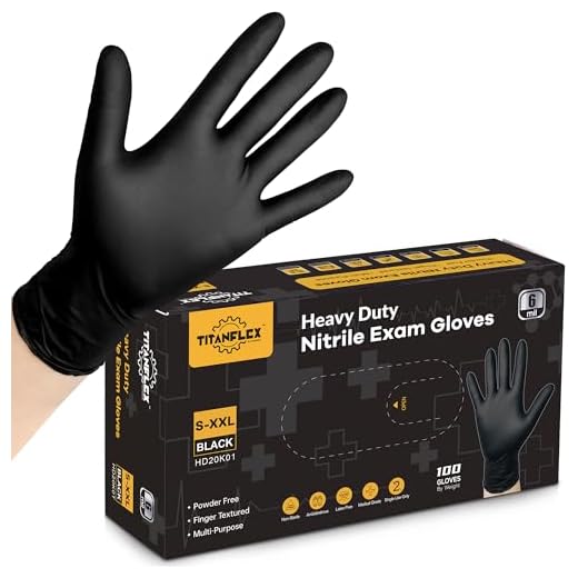 TitanFlex Disposable Nitrile Exam Gloves - 6-mil, Black, Large 100-ct Box, Heavy Duty, Latex Free, Food Safe for Cooking & Food Prep