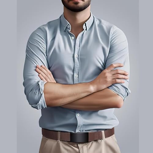 Men's Ratchet Web Belt,1.25 inch Nylon Automatic Buckle Belt,No Holes Invisible Belt for Men