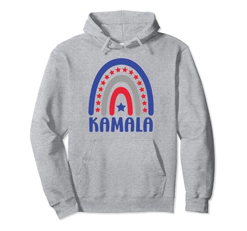 Kamala for President Red Blue Boho Patriotic Rainbow Pullover Hoodie