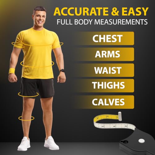 Image of Perfect Body Tape Measure - 80 Inch Automatic Telescopic Tape Measure - Retractable Measuring Tape for Body: Waist, Hip, Bust, Arms, and More (Black - 80 inch)
