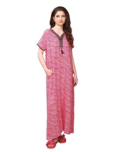 Image of Evolove Women's Viscose Liva Long Maxi Night Gown Nighty Dress with Pocket, Super Soft Comfortable (LNG-Rayon)