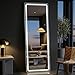 Antok Ganzkörperspiegel mit Beleuchtung, 161x50cm, LED Standspiegel in Volle Länge, Bodenspiegel mit Dimmen & 3 Farbbeleuchtungen, Freistehend, Lehnen, Hängespiegel für Schlafzimmer, Ankleidezimmer