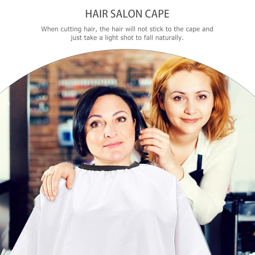 Capa impermeable para corte de cabello con mangas blanca para adultos miniatura 6