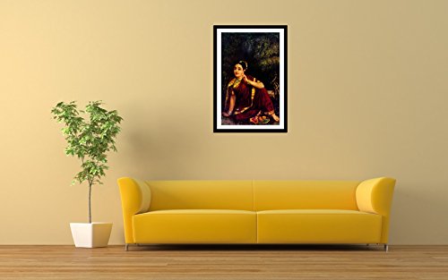 Image of Tallenge Radha Waiting For Krishna In Kunjavan - by Raja Ravi Varma - Small Poster Paper - Framed (12 x 18 inches)