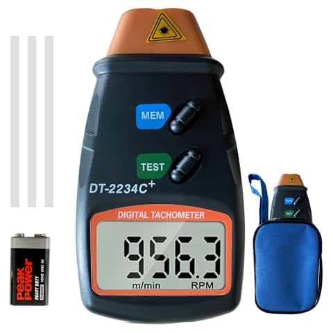 Digital Laser Photo Tachometer Gauce for car,Wheels,Engines,Non Contact Tach RPM Meter,2.5RPM-99,999RPM Motor Speed Meter Gauge Tool Includes Reflective Tapes Cover