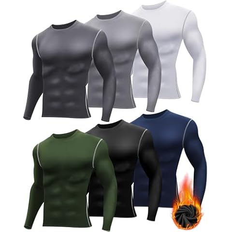 Silicherry 6 Pack Men's Thermal Compression Shirts Cover