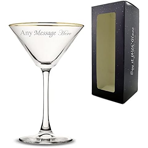 Personalised Engraved Gold Rim Martini Glass Cover