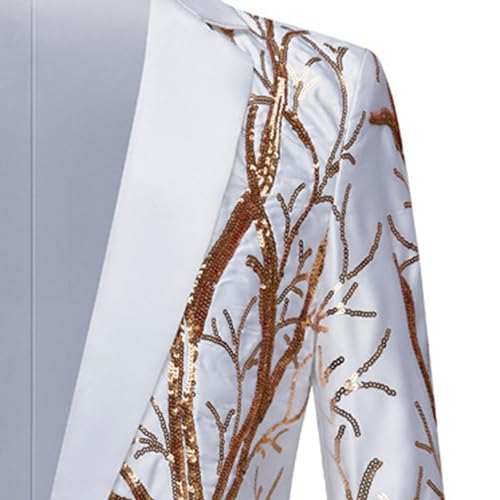 Mens Dinner Tux Dress Blazer Wedding Gold Sequin Suit Jacket Sport Coat Party Prom Jacket Vest Pants Set3