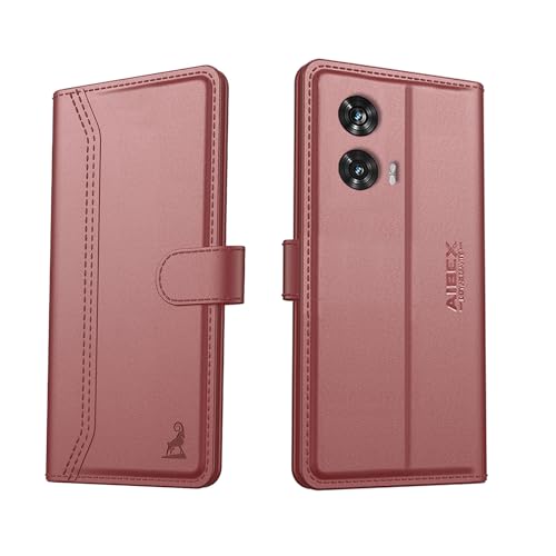 Image of AIBEX Compatible for Motorola G96 / Motorola Edge 50 Fusion 5G Flip Cover Leather Finish with Magnatic Closure | Inside TPU with Card Pockets | Wallet Stand | Complete Protection Flip Case -Brown