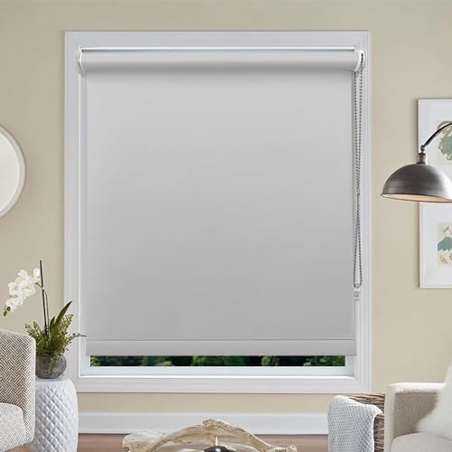 Ev Dekor Roller Blinds - Silver | Grey 120 Width 165 Cm Drop, Thermal Blackout Roller Blind Insulated Uv Protection Child Safe Premium Fabric Home Office Window Blinds - 3