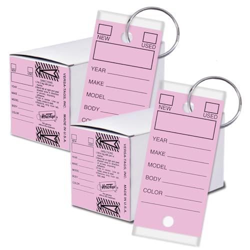 Image of Versa-Tags Liliac Self-Protecting Key Tags with Chrome-Plated Split Rings, 500 Count Automotive Dealership Key Tags for Car Truck RV Inventory & Service Organization