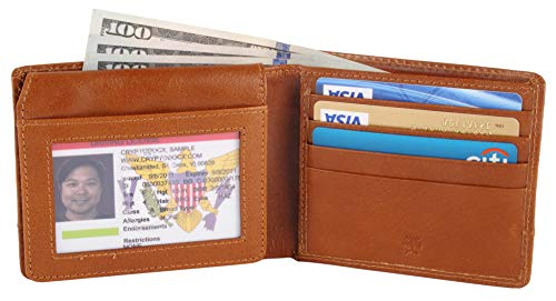 AULIV Men’s Bifold Wallet - Stylish Full Grain Veg Tan Leather Wallets for Men with 2 ID windows & 8 credit card slots- Slim Wallet Design with RFID Protection - Ideal Gift for Men2
