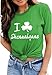 YOKVAN St Patricks Day Women Short Sleeve Summer T-Shirts Lucky Shamrock Funny Clover Graphic Tee Tops (US, Alpha, Large, Regular, Regular, i Love Shenanigans)