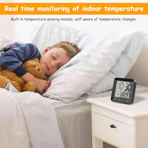 ALLOMN Digitale Duschuhr, wasserdichte Badezimmeruhr Timer mit Countdown Alarm Temperaturanzeige, Touch Badezimmeruhr Dusch Uhr mit Saugnapf Aufhängeöse Ständer für Kinder und Erwachsene (Schwarz)