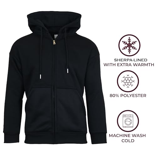 Galaxy by Harvic Men's Sherpa Lined Full Zip-Up Hoodie Sweatshirt (S-3XL)4