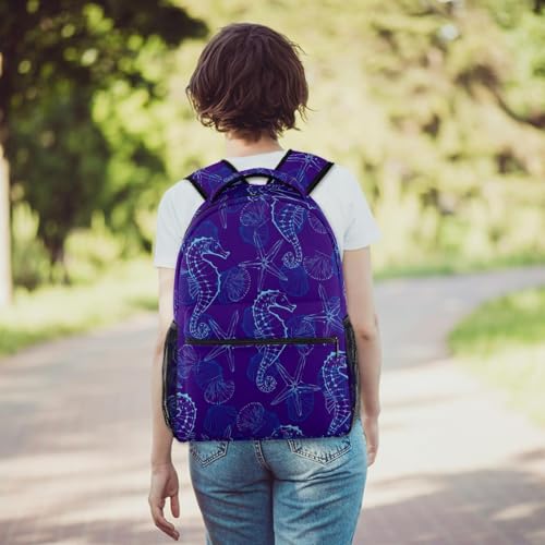 Sac à dos d'école imprimé coquillages et conque multicolore unique