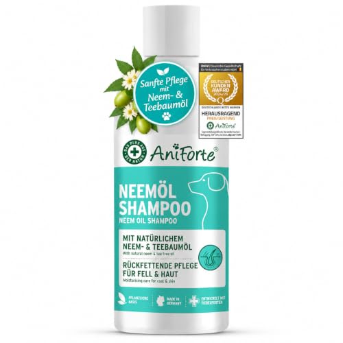 AniForte Neemöl-Shampoo für Hunde 500ml - Hundeshampoo gegen Juckreiz und Milben, Pflegend, leicht kämmbar, Fellpflege & Glanz, angenehm im Geruch