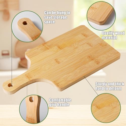 Juego de 10 tablas de cortar de bambú con mango miniatura 4