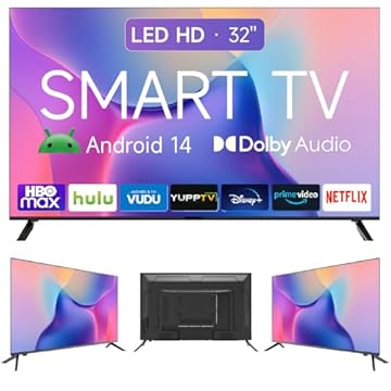 Smart TV 32 Polegadas HD Android 14,Som Premium 2x10W, Processador Quad-Core, 2 HDMI, 2 USB, Wi-Fi, Eficiência Energética
