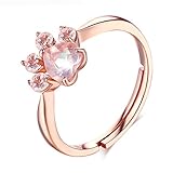 Ajustable Anillo de plata de ley 925 con diseño de huellas de gato, color oro rosa