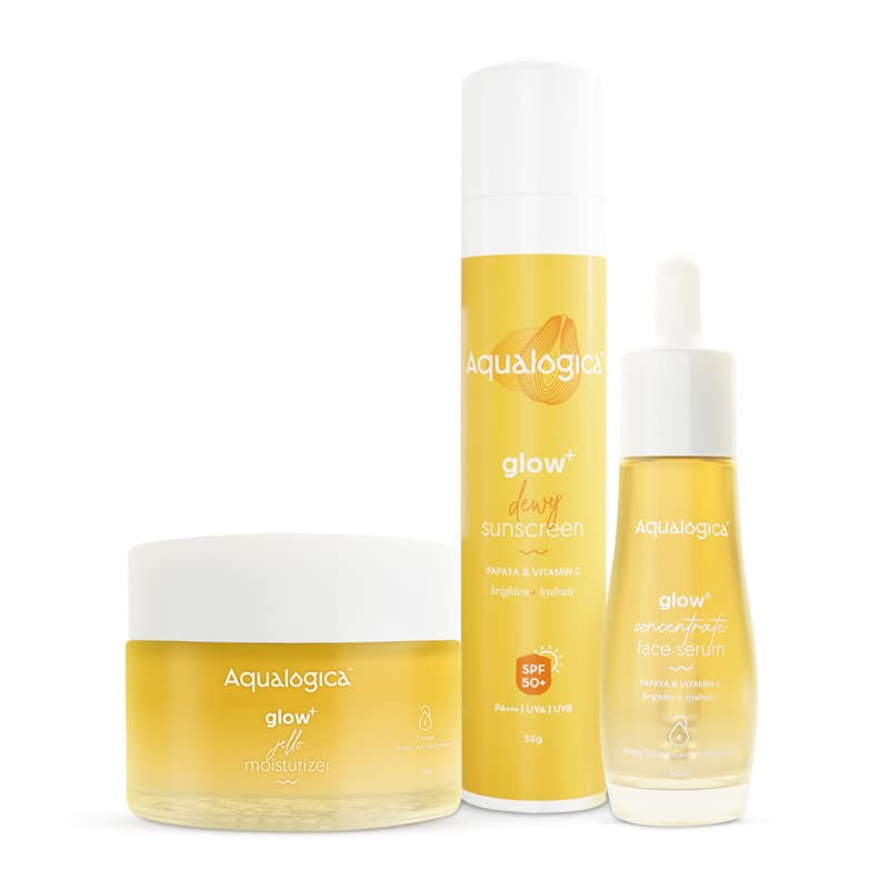 Aqualogica Bright Essentials Combo Sunscreen (50g) | Face Serum (30ml) | Gel Moisturizer (50g)