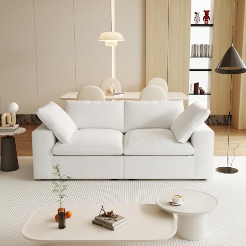 Image of JACH Modular Cloud Sectional Sofa, Love Seat Cloud Couch, Modern Comfy Sofas for Apartment Small Space, Covers Removable, Minimalist White Couch for Living Room