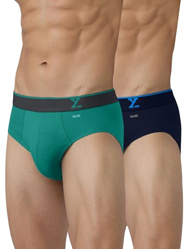 Image of XYXX Men's Traq Super Combed Cotton Regular Fit Solid Antibacterial Briefs with No Marks Waistband (Pack of 2)