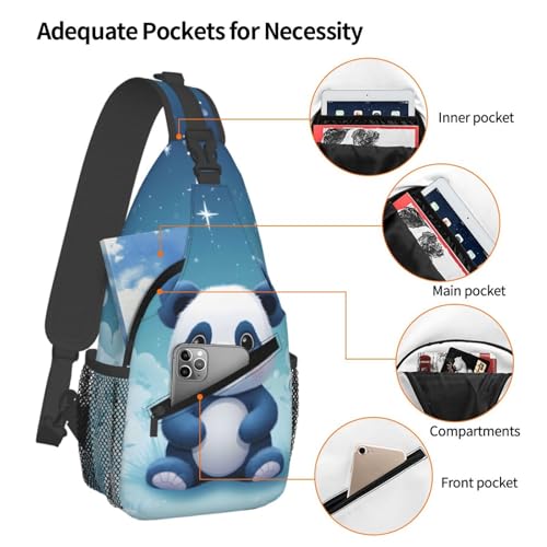 Mochila tipo sling con diseño de panda, ajustable y ligera miniatura 4