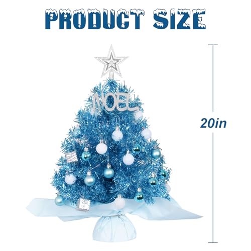 Mini árvore de Natal de 50 cm, pequena árvore de Natal artificial com luzes de LED/ornamentos, árvor