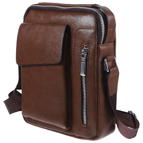 Bolso bandolera de hombre en cuero PU con diseño clásico y correa ajustable