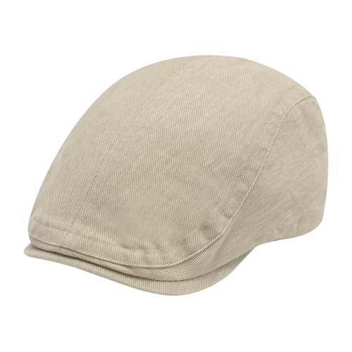 Image of ZLYC Men Cotton Flat Cap Summer Scally Ivy Gatsby Newsboy Beret Driver Cabbie Hunting Hat