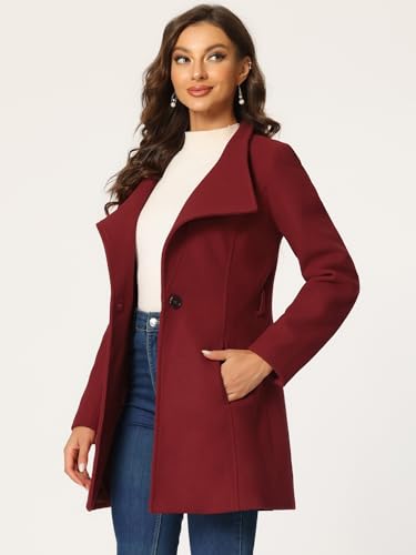 Image of Allegra K Women's Winter Elegant Stand Collar Overcoat Long Belted Pea Coat