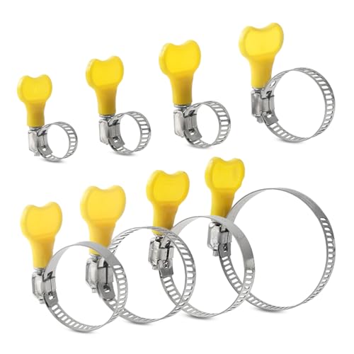 32 Stk. Pool Schellenl für Poolschlauch, Spannbereich 8-44mm Einstellbare Pool Schlauchschellen mit Griffe, 8 Größen 201 Edelstahl Schlauch Schelle für Gasschlauch Gartenschlauch Benzinschlauch