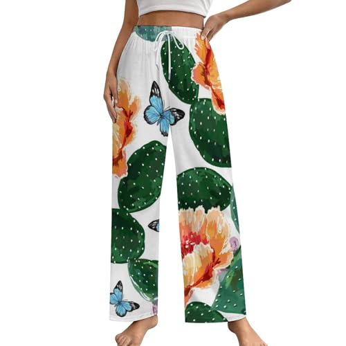 Bas de pyjama Papillon de Cactus pantalon de nuit cocooning pour femme en S