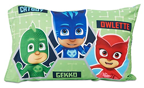 PJ Masks Time to Save The Day 4 Piece Toddler Bedding Set – Includes Comforter, Sheet Set – Fitted and Top + Reversible Pillow for Boys Bed, Blue