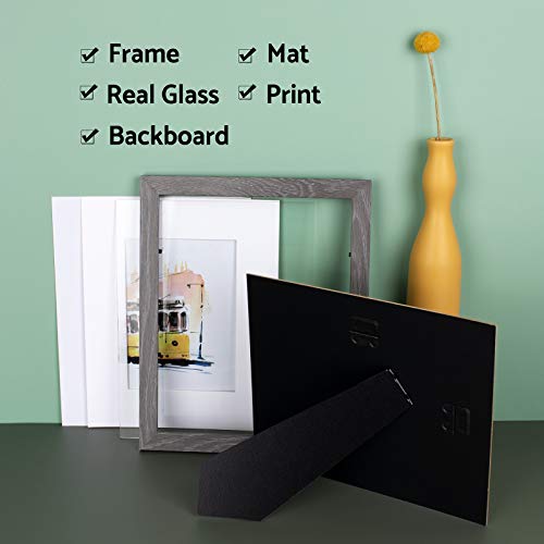 Annecy 8x10 Picture Frame (1 Pack, Gray) - 8x10 Photo Frames with Real Glass for 5x7 with Mat- Wall Mount & Table Top Display