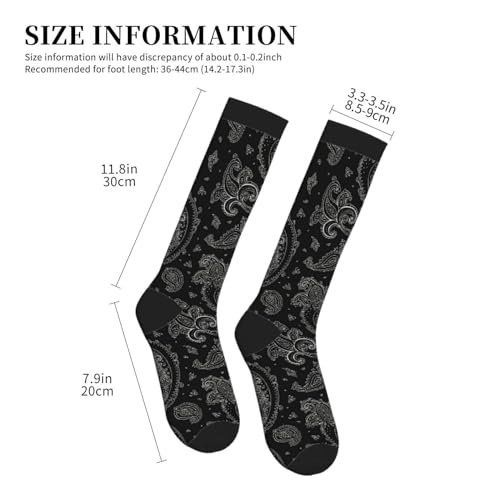 Black Paisley Compression Socks For Women Men Knee High Running Socks For Running4
