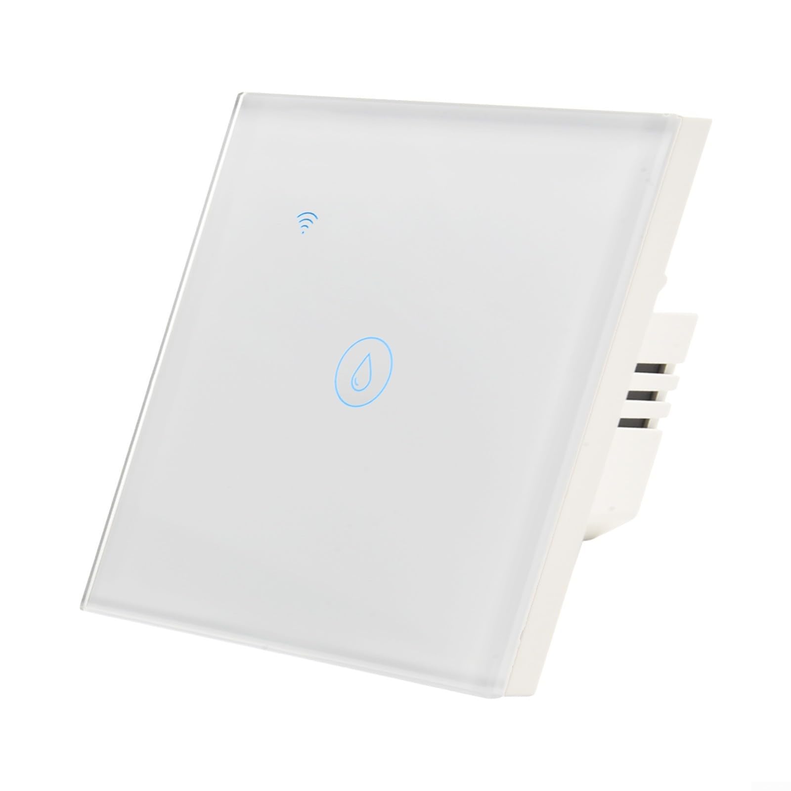 Yhenlovtt Interruptor inteligente de caldera táctil de pared con WiFi de 40 A, 2,4 G, interruptor temporizador con control de aplicación y funciones de activación de voz (blanco)