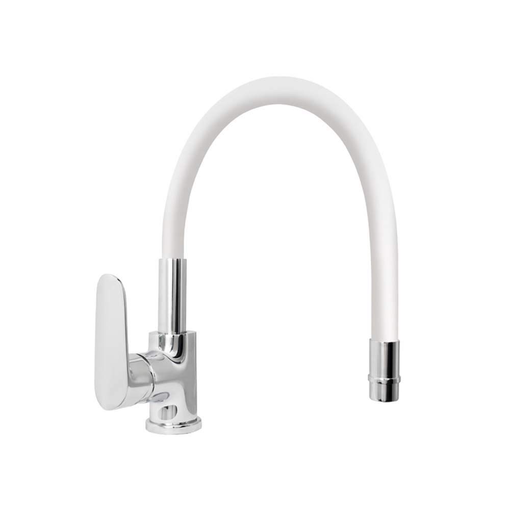 miscelatore monocomando lavello bocca alta con canna a snodo TORPEDO BIANCO