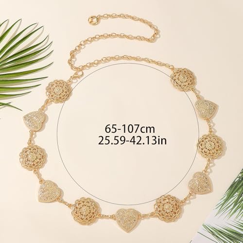 Stylish Waist Belt Stylish Flower Heart Waist Chain Belt Elaborate Chain Belly Chain for Dress Cowgirl Belt Waist Chain3