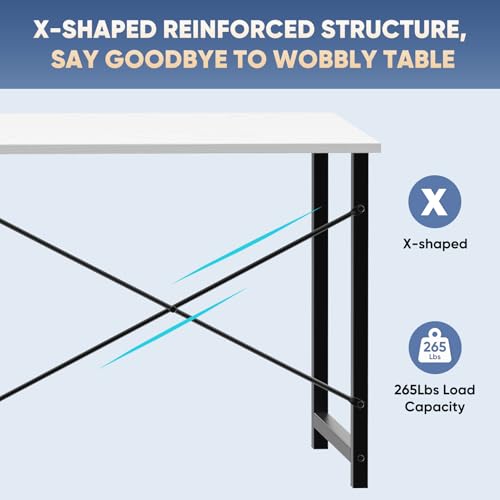 Image of DUMOS 32 Inch Small Computer Desk for Home Office, Modern Study Work Table Simple Style for Bedroom, Writing Desks with X-Shaped ReInchforcement, Black