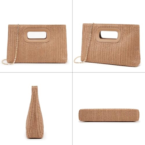 Straw Purse Top Handle Clutch Bag, Woven Beach Shoulder Crossbody Bag Raffia Handbag for Summer Vacation, Parties, Wedding, Tan by Liadreem - Used condition - Image 2