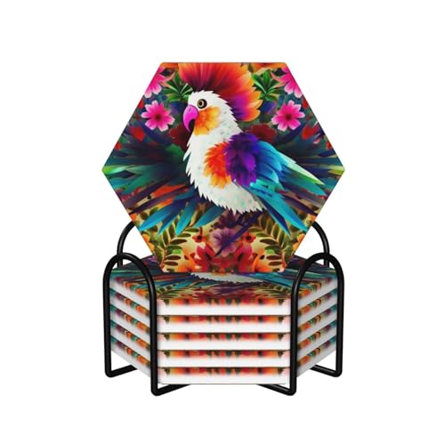 Dessous de verre en céramique lot de 6 avec support absorbant et liège - 2