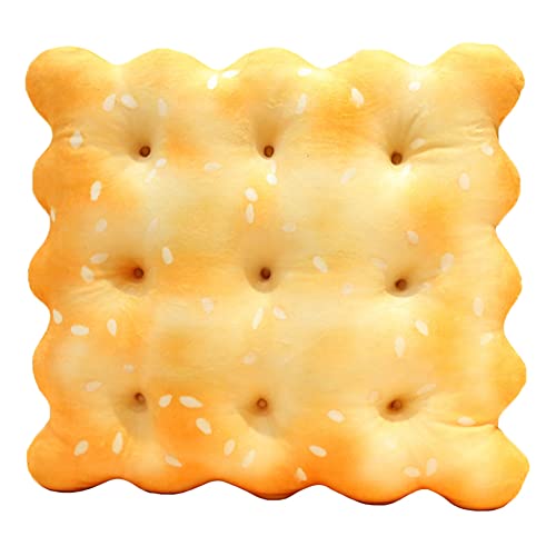 JIANEEXSQ 3D Soft Simulation Soda Crackers Shaped Novelty Throw Pillows, Funny Food Shaped Pillow, Seat Pad Cushion, Home Decor (Square)