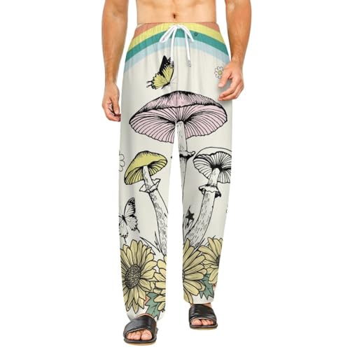 Vêtements de nuit femme bas de pyjama long champignon pantalon de détente à poches taille S