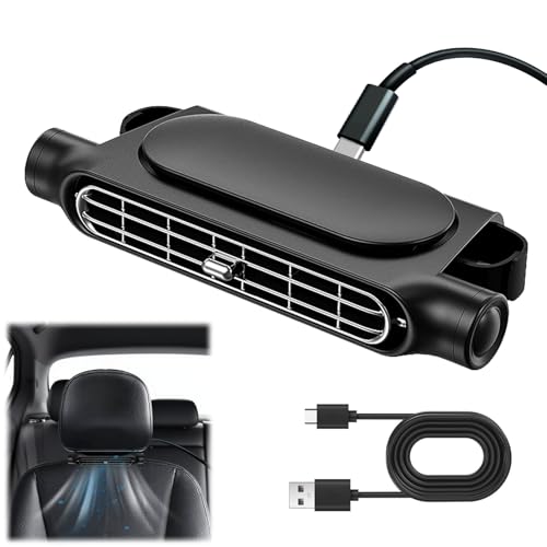 Portable Car Cooling Seat Fan, USB Car Fans That Blow Cold Air with 3 Speed Modes, Dual 180°Adjustable Strong Wind Low Noise For Car Truck Vehicle Home Office Chair